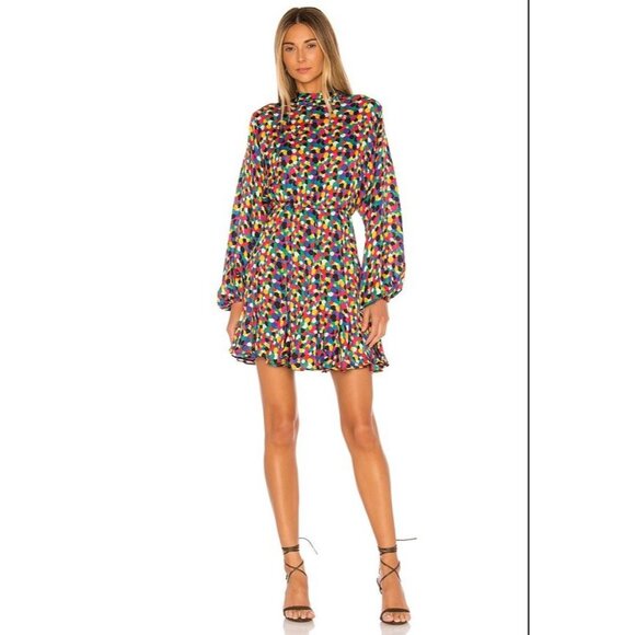 Rhode Womens Medium Caroline Dress Micro Confetti Mock Neck Long Sleeve - Picture 3 of 12